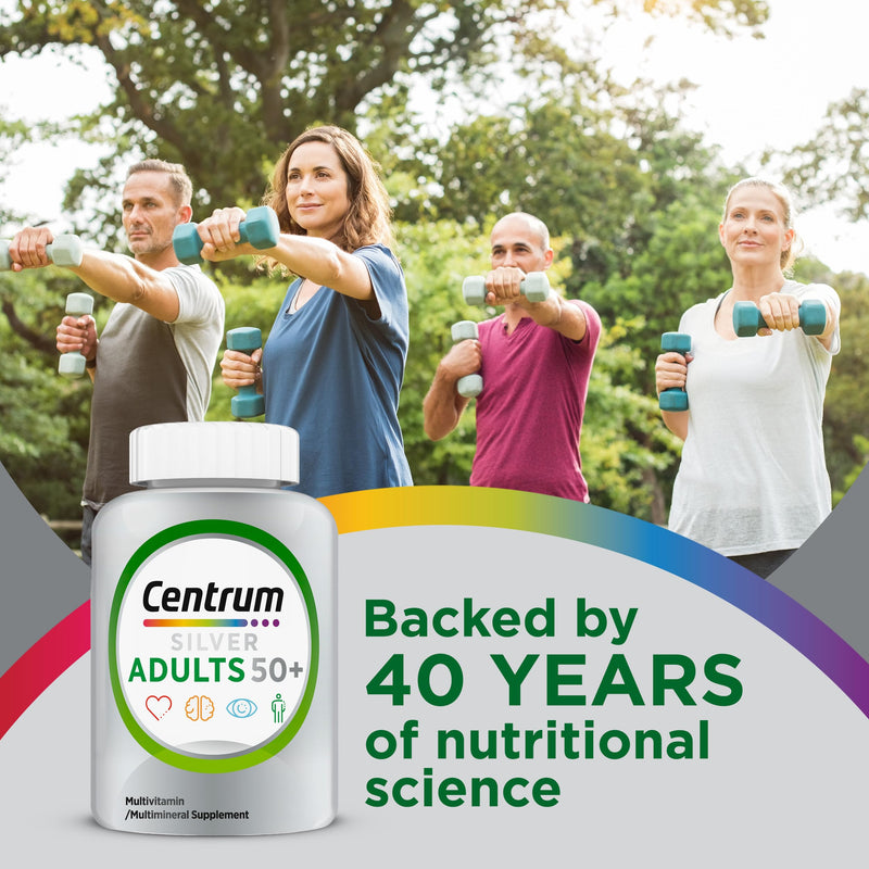 Centrum Silver Multivitamin for Adults 50 and Over, 220 Tablets | Contains Vitamin D3, B Vitamins, Clinically Proven to Support Memory as You Age, GLP-1 Support 220 Count (Pack of 1)