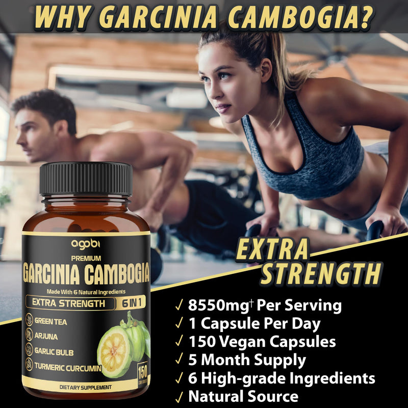 [Australia] - Premium Garcinia Cambogia 20:1 Extract Capsules 8550 mg - with Green Tea, Arjuna, Garlic, Turmeric, Black Pepper - Body Health & Immune Support Supplement - 1 Pack 150 Caps for 5 Months 