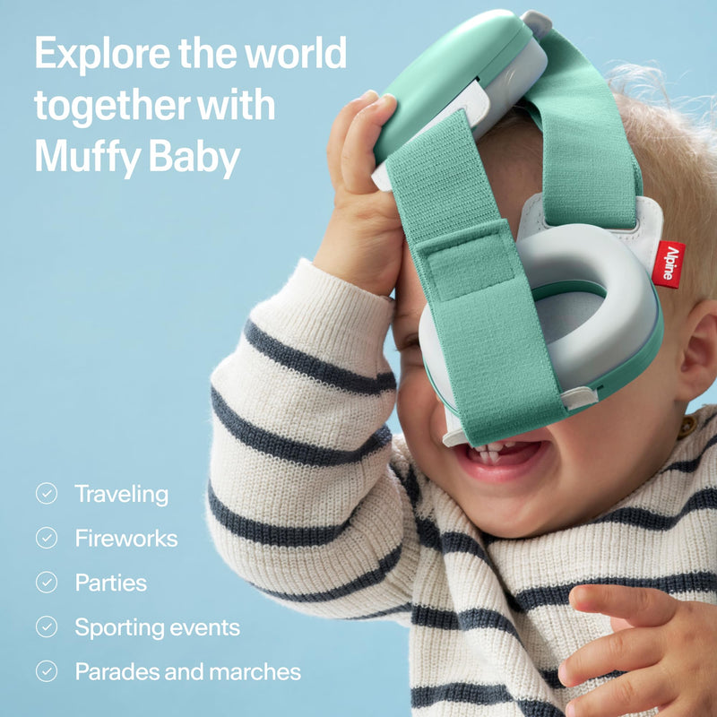 Alpine Muffy Baby - New & Improved Baby Ear Muffs Noise Protection for Babies and Toddlers - CE & ANSI Certified - Safe and Soothing Hearing Protection - Age 3-48 months - Approved by Babies - Green Sage Green