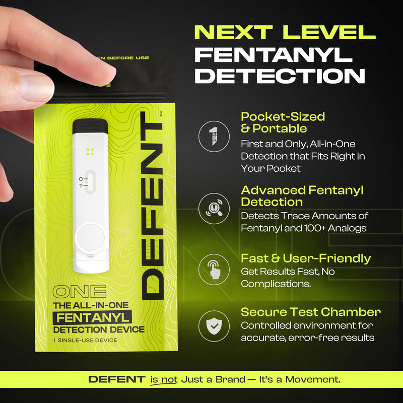 [Australia] - DEFENT All-in-One Fentanyl Detection Device - Single-Use, Patented Drug Test Tech for Instant, On-The-Go Detection at Festivals, Concerts, Parties, Colleges & Home - Alternative to Test Kit & Strips 1 