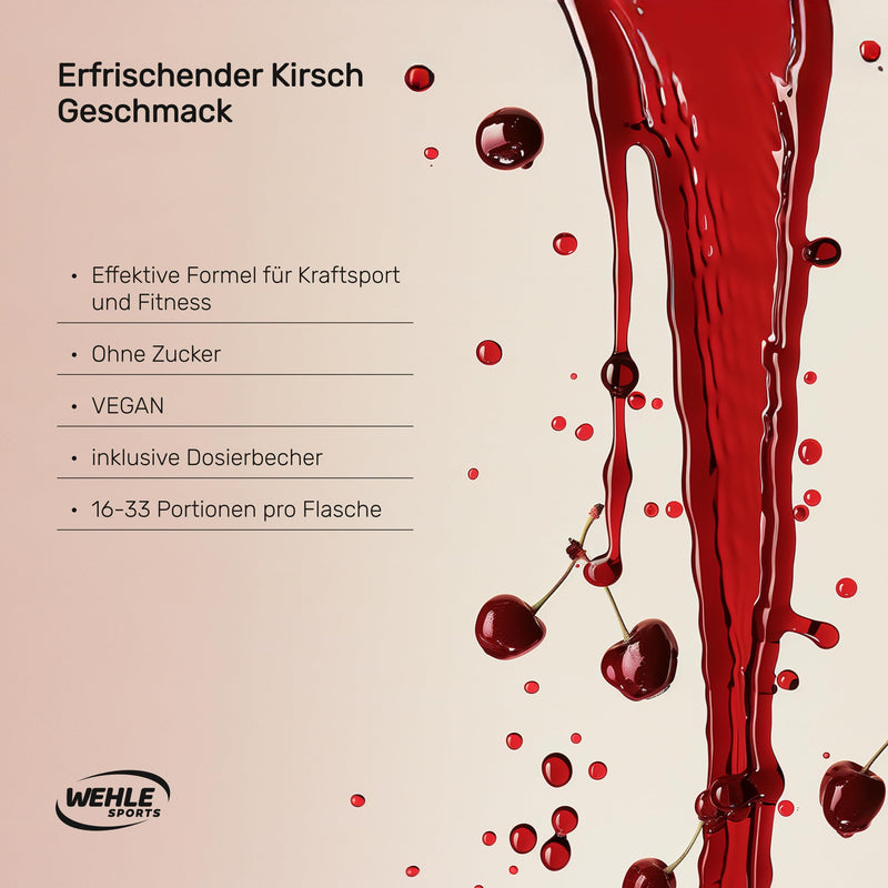 [Australia] - L-Carnitine 6000 Liquid (1000 ml) - Extra high dosage with 6000 mg of pure L-carnitine per daily portion - Amino workout drink - Delicious taste - Vegan - Wehle Sports (1000 ml, cherry) 1 l (pack of 1) 