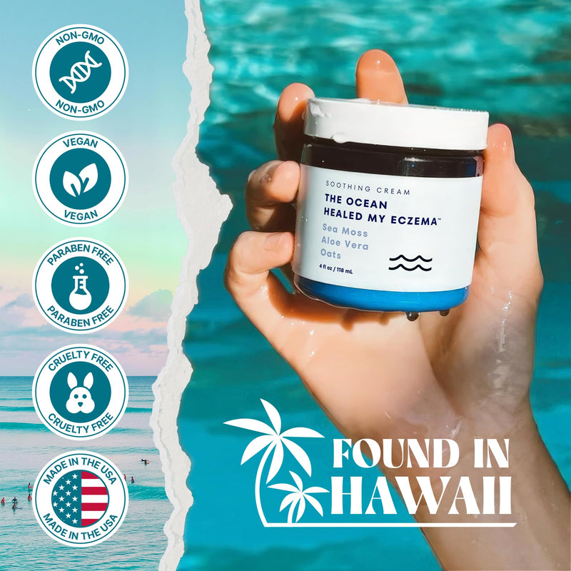 [Australia] - Natural Soothing Cream - Sea Moss Colloidal Oats - for Eczema Psoriasis Prone Skin - Minerals from The Sea - for Sensitive Skin - Hydrating Eczema Cream for Dry Skin (4 Oz) 