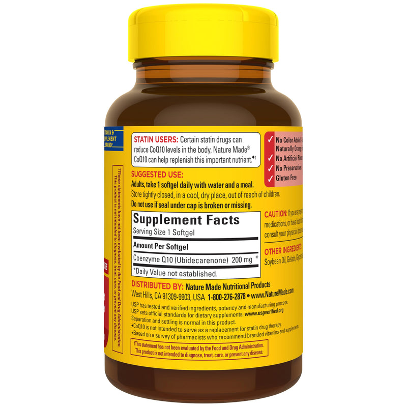 Nature Made CoQ10 200mg Softgels for Heart Health Support, 80 Softgels | Co Q 10 Supplement for Women and Men, Dietary Supplement that Provides Antioxidant Support, 80 Day Supply Unflavored 80 Count (Pack of 1)