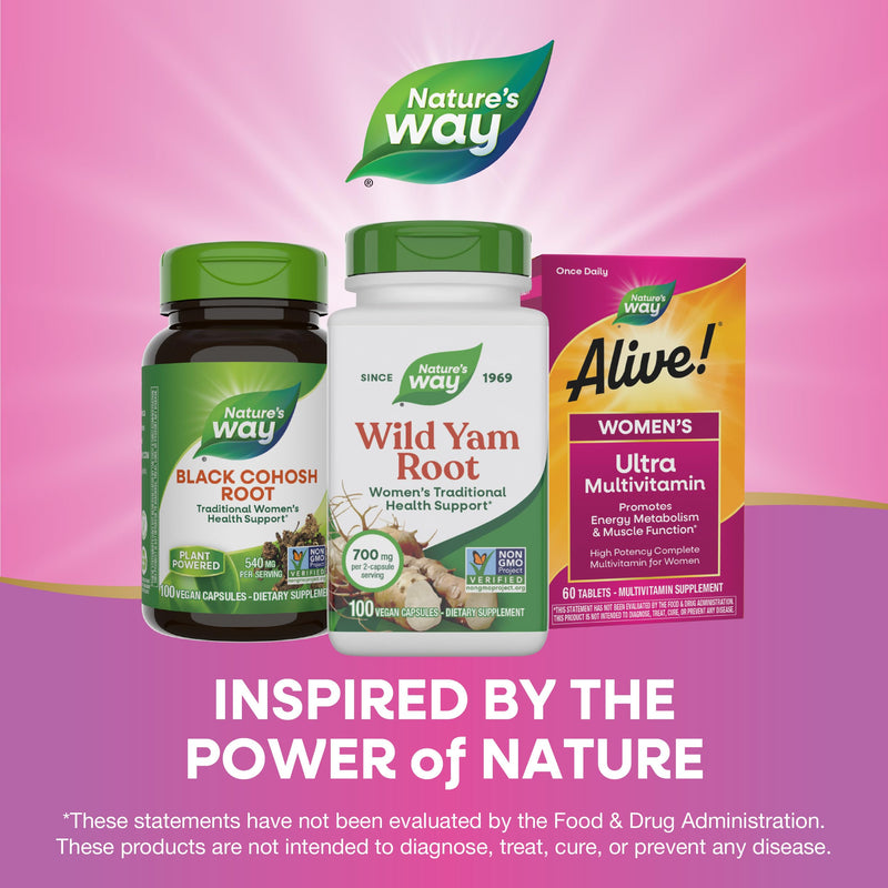 [Australia] - Nature's Way Wild Yam Root, Women's Traditional Health Support*, 700 mg per 2-Capsule Serving, Non-GMO Project Verified, 100 Vegan Capsules (Packaging May Vary) 