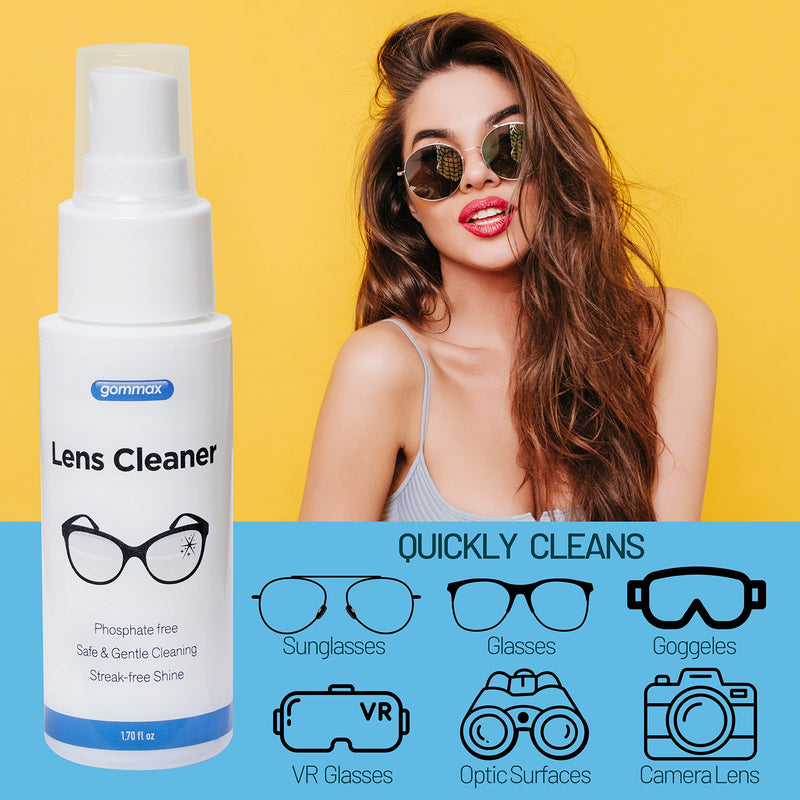 [Australia] - Lens Cleaner Kit with Glasses Cleaning Cloth, Eyeglass Cleaner Spray, Glasses Cleaner Kit, Safe for Coated Lenses, Sunglasses Cleaning Solution 1.7 fl oz 