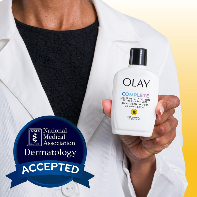 Olay Face Moisturizer, Complete with Sunscreen SPF 15, Daily Facial Lotion for Normal Skin, Lightweight Hydrating Broad Spectrum Sun Protection - Vitamin C, E, and Niacinamide - 6 Oz 2 Pack 6 Fl Oz (Pack of 2)