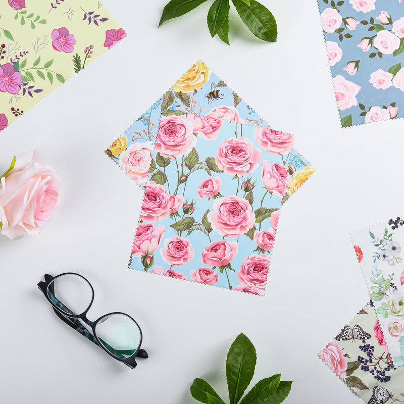 [Australia] - 8 Pack Microfiber Cleaning Cloths (7" x 6") Multicolor Flower Glasses Cleaning Cloth for Eyeglasses, Camera Lens, Cell Phones, Laptops, LCD TV Screens and More 