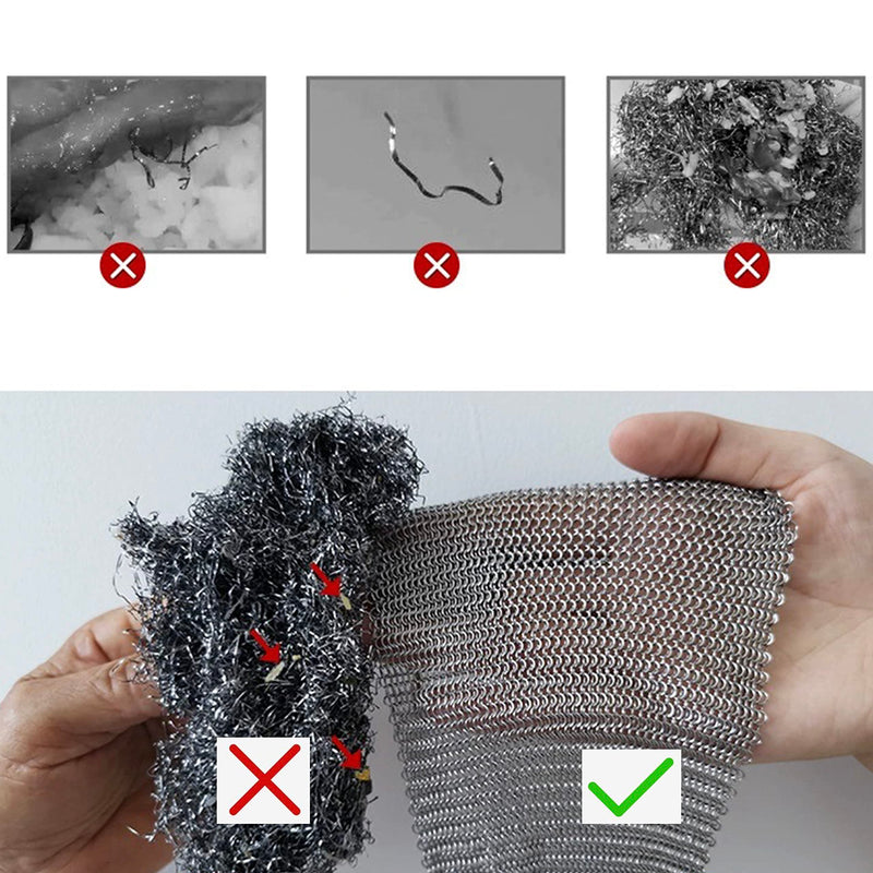 [Australia] - Mesh Cast Iron Scrubber Fine Rings Welded Chainmail Scrubber for Cups, Skillet Cast Iron Cleaner (7.1"X7.1") 7.1"X7.1" 