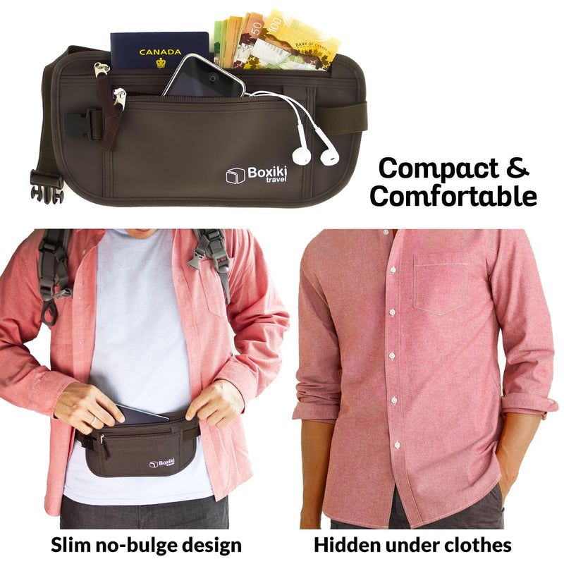 Ultimate RFID Travel Security Bundle - Hidden Money Belt and RFID Blocking Money Belt for Men and Women - Secure Waist Bags for Passport, Cash, and Personal Items.