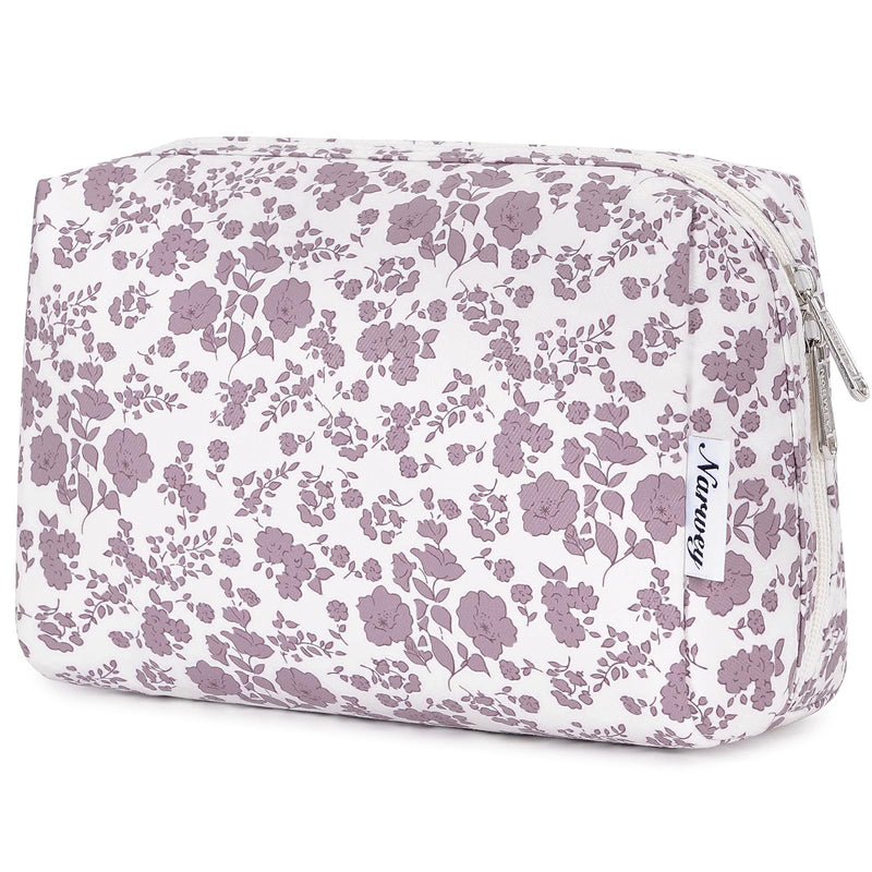 Narwey Cute Floral Makeup Bag Travel Cosmetic Bag with Hanging Toiletry Bag for Women