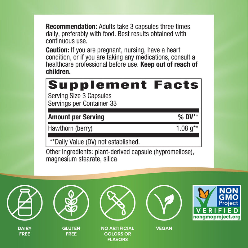 [Australia] - Nature's Way Herbal Hawthorn Berries, Traditional Heart Health Support*, 100 Vegan Capsules (Packaging May Vary) 100 Count (Pack of 1) 