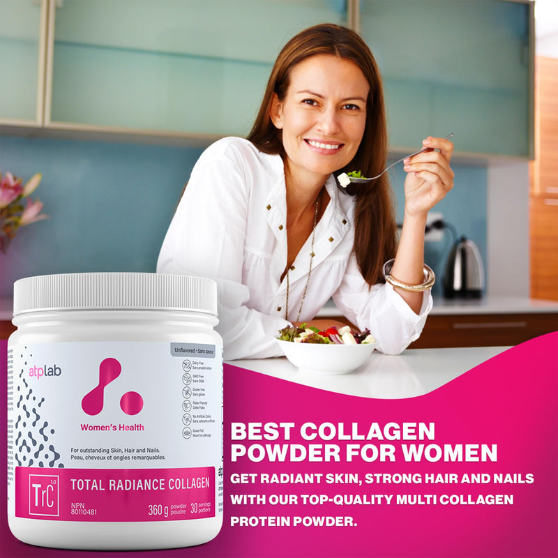 ATP LAB Total Radiance Collagen Powder, Unflavoured, 360g - Premium Hydrolyzed Collagen Peptides for Women - Vegan-Friendly Collagen Protein Powder, Support for Skin, Hair & Nails Unflavored 12.7 Ounce (Pack of 1)