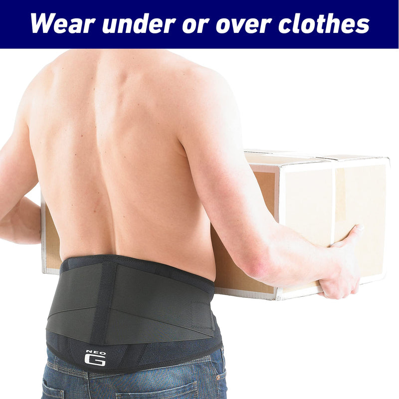 [Australia] - Neo G Back Brace with Power Straps - Support For Lower Back Pain, Muscle Spasm, Strains, Arthritis, Injury Recovery, Rehabilitation - Adjustable Compression - Class 1 Medical Device - One Size - Black 