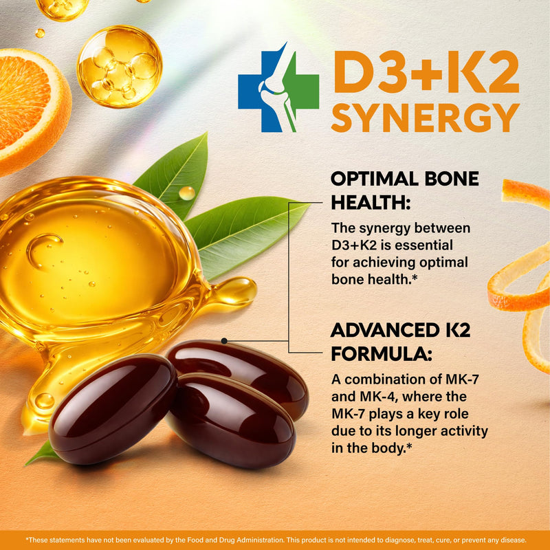 Vitamin D3 K2 - D3 10000iu & K2 120mcg - Highly Bioavailable - 120Softgels | Vitamin D3K2 + Zinc, Vitamin C & B12 - Immune & Mood Support, for Bone & Teeth Health For Men & Women - 120-Day Supply