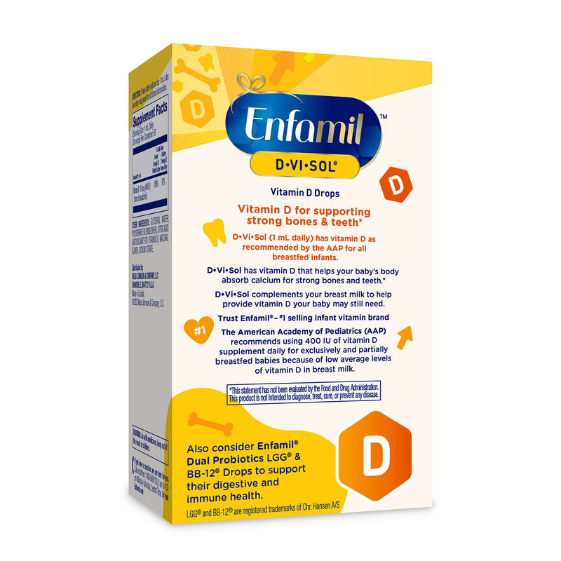 Enfamil Baby Vitamin D-Vi-Sol Liquid Vitamin D Drops, Supports Strong Teeth & Bone Development, 50mL Bottle (Pack of 2) 1.69 Fl Oz (Pack of 2)