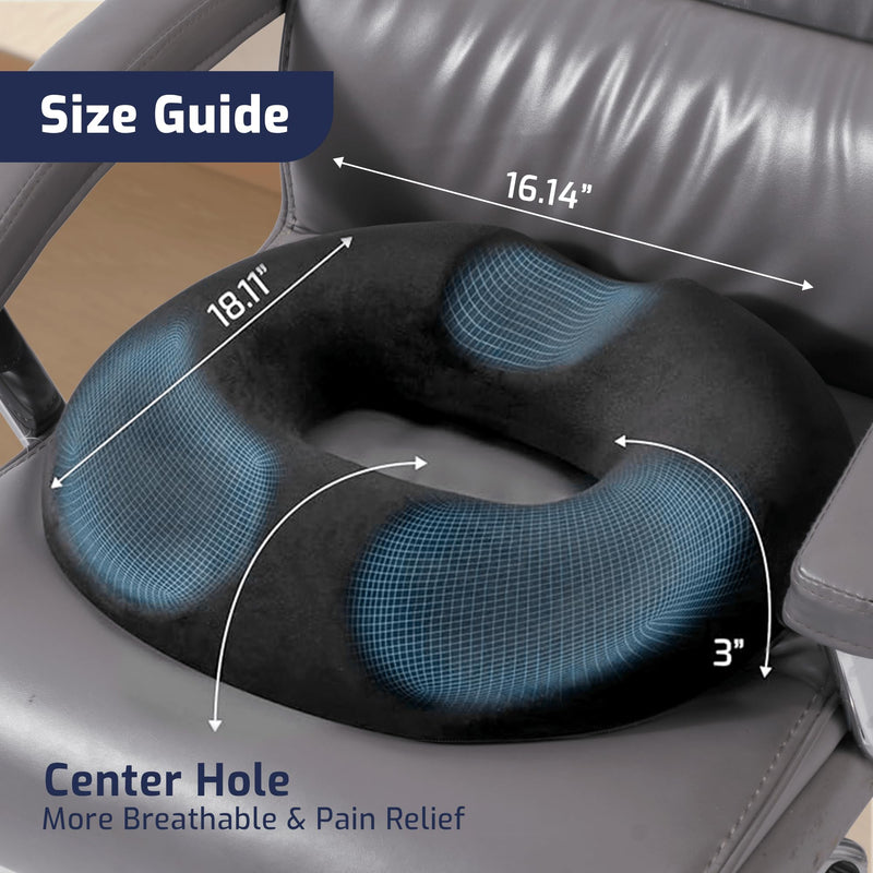 [Australia] - Donut Pillow for Tailbone Pain Relief with Non-Slip Washable Cover - Coccyx & Hemorrhoid Pillow, Doughnut Seat Butt Pillow for Sitting Pressure Relief, Bed Sore Cushions, Butt Cushion for Postpartum Full Support 