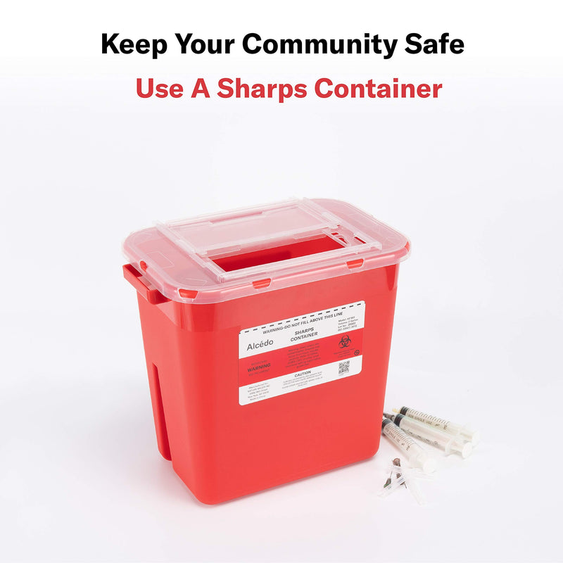[Australia] - Alcedo Sharps Container for Home Use 2 Gallon (2-Pack) | Biohazard Needle and Syringe Disposal | Professional Medical Grade 
