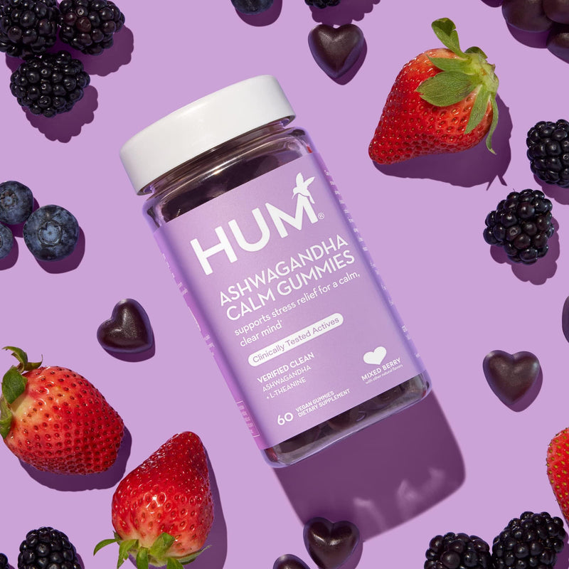 [Australia] - HUM Ashwagandha Calm- L-Theanine & Ashwagandha for Daily Relaxation & Mood Support - Mixed Berry Flavor (100 Vegan Gummies)… 100 Gummies 