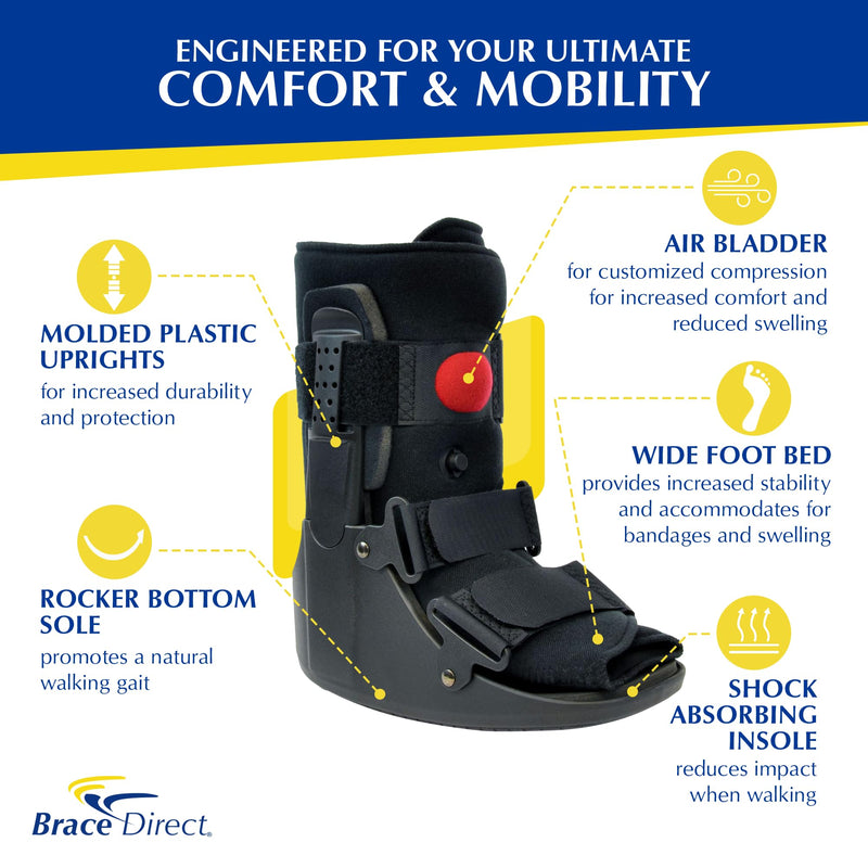 [Australia] - Brace Direct Air CAM Walker Boot for Broken Foot Ankle Sprains and Injury Recovery - Lightweight Short Orthopedic Boot (US SHOE: Men 4.5-7 Women 6.5-8 Kids 4.5-7) Small (Pack of 1) 
