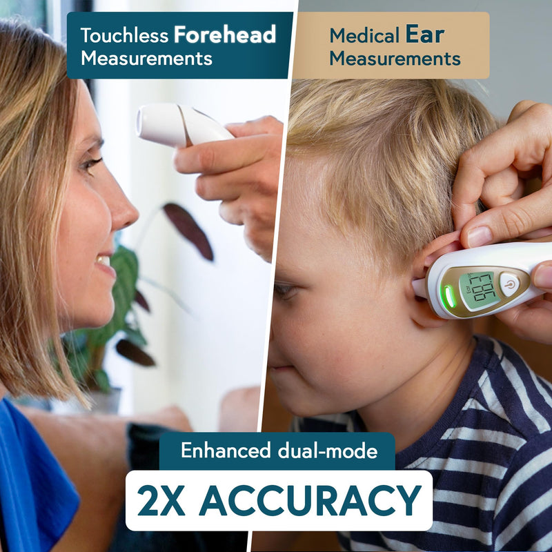 [Australia] - iProvèn Pro Series | Non-Touch Forehead Thermometer with Ear Function | FSA HSA Eligible | Superior Accuracy for Adults, Kids, Babies | Premium Digital Thermometer for Adults and All Ages White-Gold 