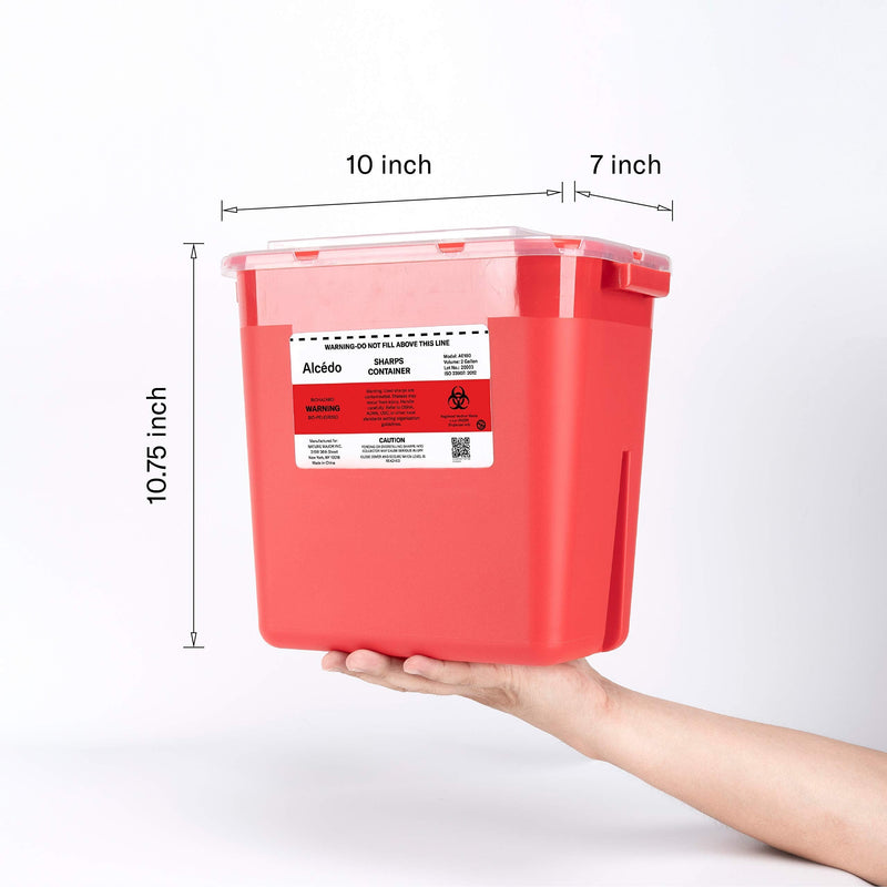 [Australia] - Alcedo Sharps Container for Home Use 2 Gallon (2-Pack) | Biohazard Needle and Syringe Disposal | Professional Medical Grade 
