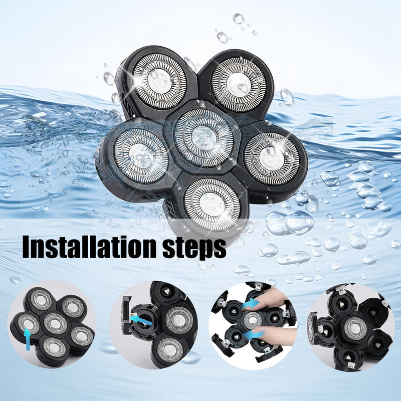 [Australia] - 6 Head Shaver Replacement Razor Heads for Many Brands Bald Men's Electric Foil Shaver Replacement,Universal Shaver Replacement Blades for Electric Razor for Men Bald and Face,3Pack Black 6 Head/3pcs 