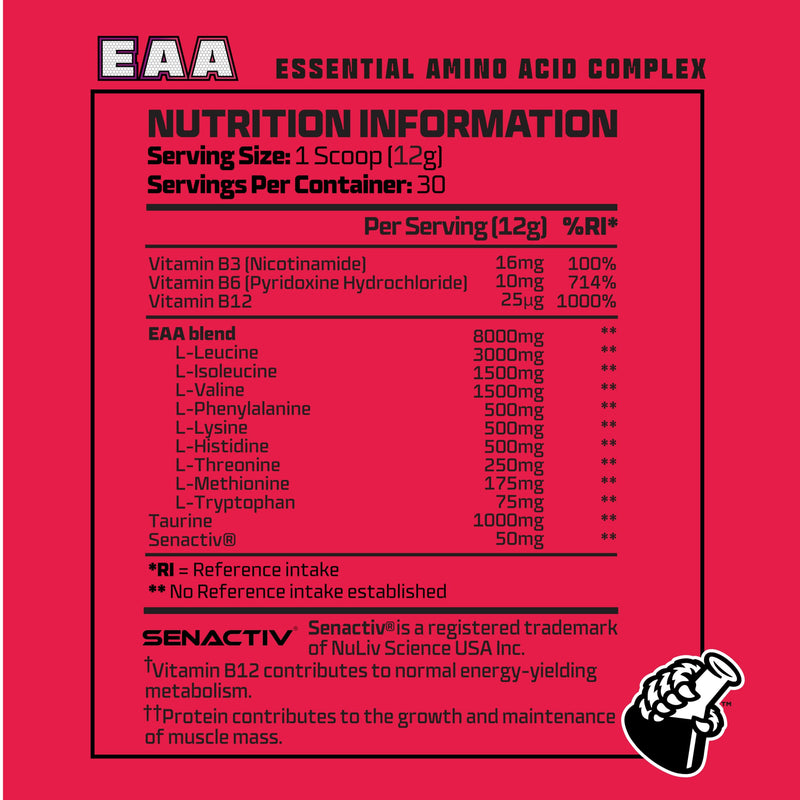Beast Pharm 9 EAA Amino Acids with BCAA Powder 2:1:1 Ratio - Essential Amino Acids Powder - 360g - EAAs Recovery Drink - 30 Servings - Strawberry Kiwi