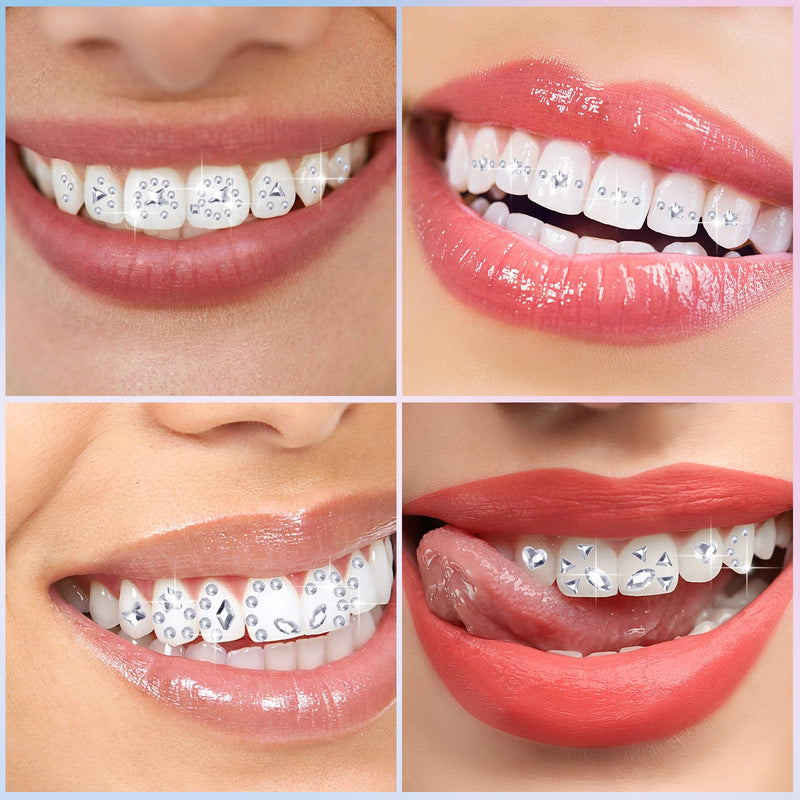 [Australia] - Leelosp 480 Pcs Tooth Gem Kit DIY Teeth Crystals Jewelry Fashionable Teeth Gems Kit Artificial Crystal Tooth Reflective Ornaments (Without Glue) (White) 