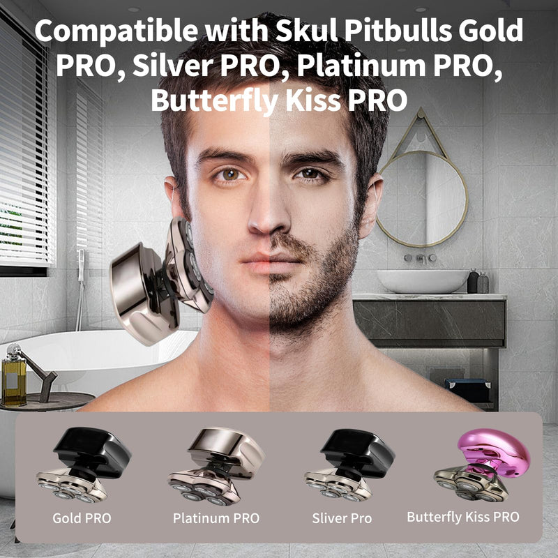 [Australia] - 2 Pack Head Shaver Replacement Heads Compatible with Skul Pitbulls Gold PRO,Silver PRO, Platinum PRO,Butterfly Kiss PRO - Hypoallergenic Stainless Steel Shaver Foil Replacement - 4D Floating Blade 2 Pack 
