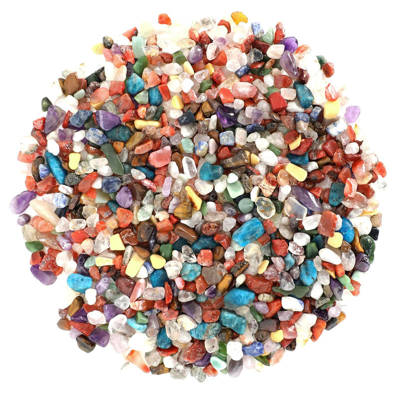 [Australia] - 1.1lb Natural Mixed Crystal Chips Stones- Healing Crushed Crystal Mixed Gemstones for Witchcraft, Decorative Rocks for Succulent Pebbles, Aquarium Fish Tank, Vase Filler, DIY Crafts and Indoor Plants, Beautiful Package for Gift Mixed Stones 