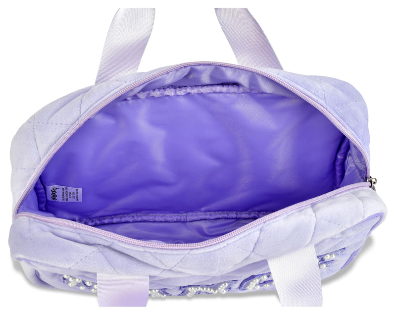 iscream 12.25" x 8.25" Quilted Plush Double Handle Zippered Cosmetic Bag - Dance Pearl