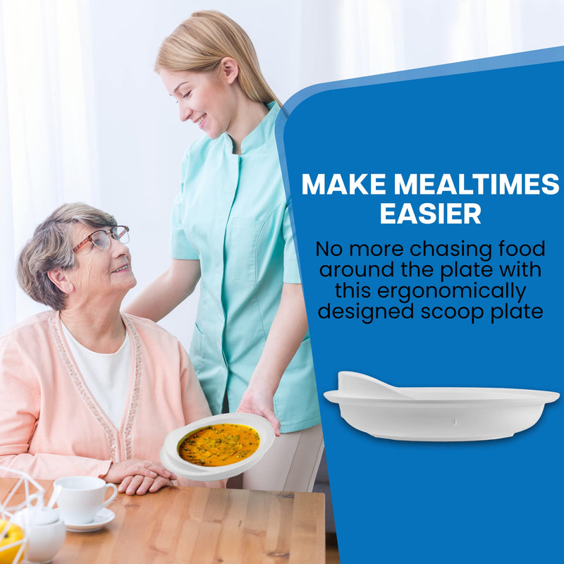 [Australia] - 9" Scoop Plate High-Low Adaptive Bowl - 3 Pack - Dish for Disabled, Handicapped, and Elderly Adults with Special Needs from Parkinsons, Dementia, Stroke or Tremors - PSC 996 
