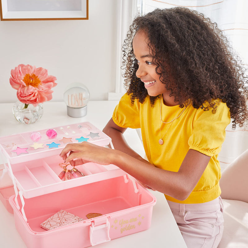 [Australia] - 3C4G Pink and Gold Hard Case Makeup Storage Set - Kids Makeup Kit for Girls and Teens - Includes Storage Case, 5 Eyeshadows, 1 Blush, 2 Lip Glosses & 1 Nail Polish - Ages 8+ by Make It Real Pink & Gold 