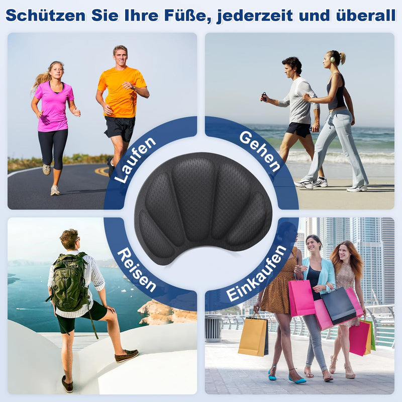 [Australia] - AnjoCare Heel Pads, 3 Pairs of Self-Adhesive Heel Pads for Loose Shoes, Non-Slip Heel Pads for Sneakers, High Heels and Oversized Leather Shoes Black 