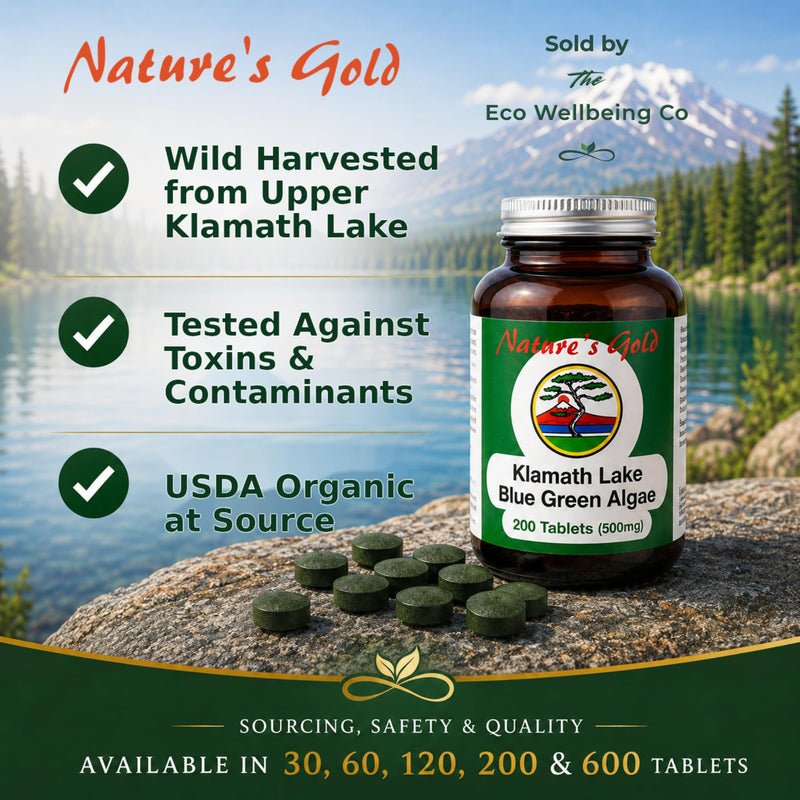 Nature’s Gold Klamath Lake Blue Green Algae 60 Tablets 500mg – Vegan. No Fillers. Tested for Purity 60 count (Pack of 1)