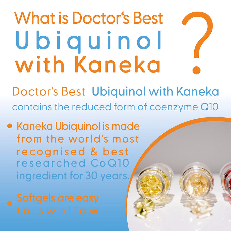 Doctor's Best, Ubiquinol, with Kaneka QH Ubiquinol, 200mg, 30 Capsules, Coenzyme Q10, Highly Dosed, SOYA Free, Gluten Free, Non-GMO