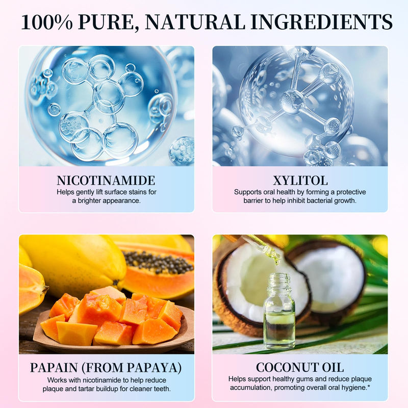 Niacinamide Whitening Toothpaste, 2 Pack Intensive Stain Removal Toothpaste for Yellow Teeth, Gum Care, Fresh Mint & Peach Breath, Tartar Control, Deep Clean for Men and Women, 3.5oz 3.8 Fl Oz (Pack of 2)