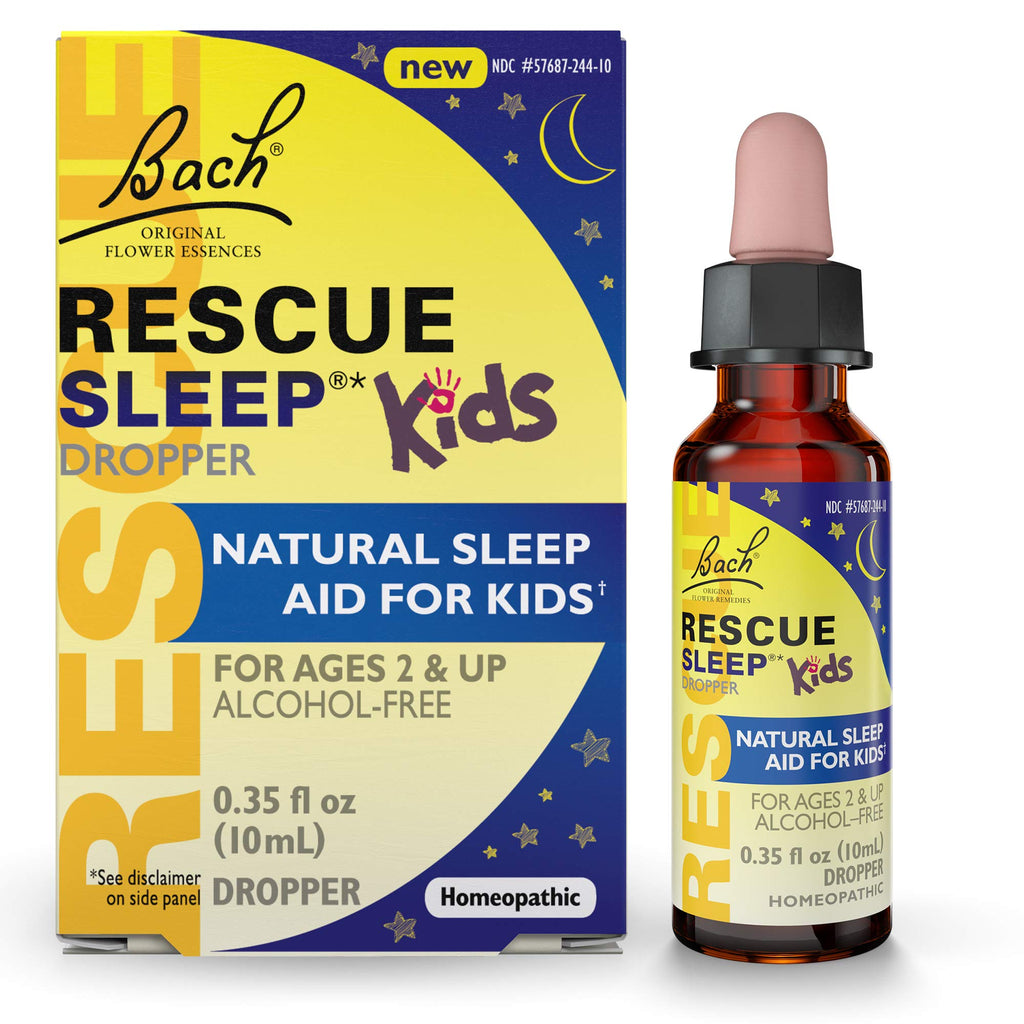 Bach RESCUE SLEEP KIDS Dropper 10mL, Natural Sleep & Stress Relief Aid, Homeopathic Flower Essence, Free of Melatonin, Sugar & Gluten, Kid-Friendly, Non-alcohol Formula Kids Sleep Aid