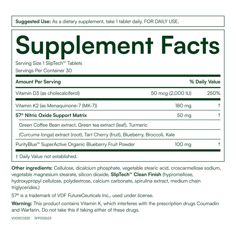Purity Products Artery Pill Core - MK-7 Vitamin K2, S7 Nitric Oxide Matrix | & Vitamin D3, Organic Blueberries - Promotes Arterial Health & Cardiovascular Function - 30 Count