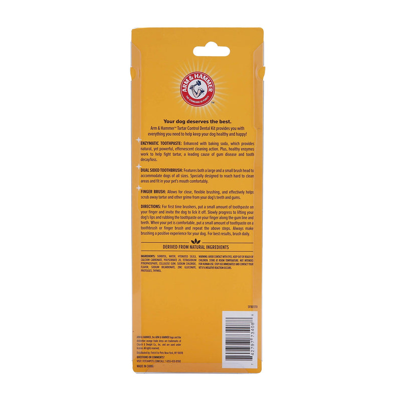 Arm & Hammer for Pets Tartar Control Kit for Dogs | Contains Toothpaste, Toothbrush & Fingerbrush | Reduces Plaque & Tartar Buildup | Safe for Puppies, 3-Piece , Beef Flavor 2.5 Ounce (Pack of 1)