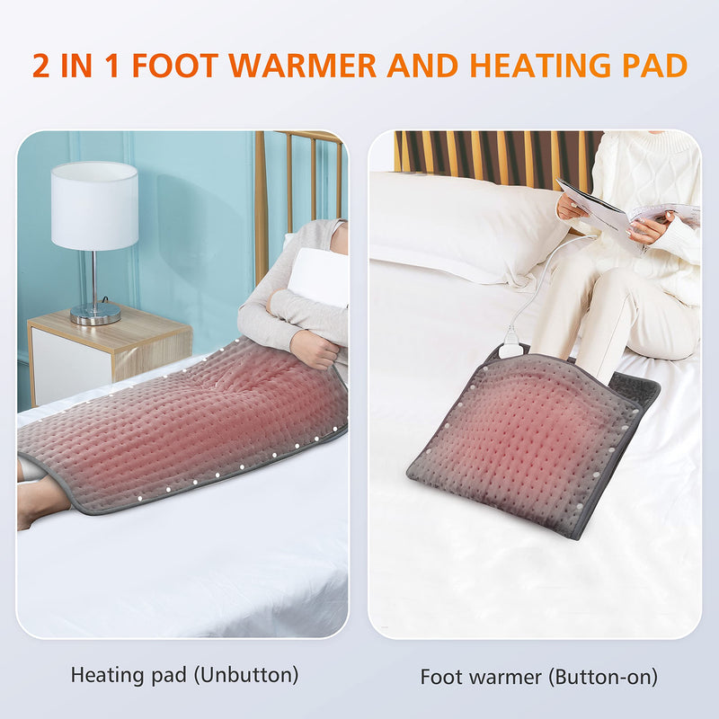 [Australia] - Snailax large heating pad for back, neck, shoulder, stomach, feet 84 x 43cm, electric heat pad with automatic switch-off, washable heat pad to relieve back pain, foot warmer gray 