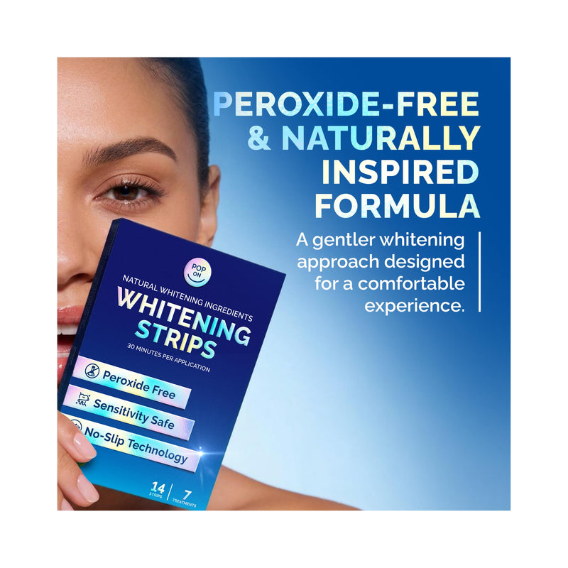 Teeth Whitening Strips for Sensitive Teeth & Gums, Mint — Peroxide Free & Enamel Safe with Coconut Oil for Gentle & Whiter Teeth — 7-Day Treatment White Strips with Non-Slip & Dry-Strip Technology