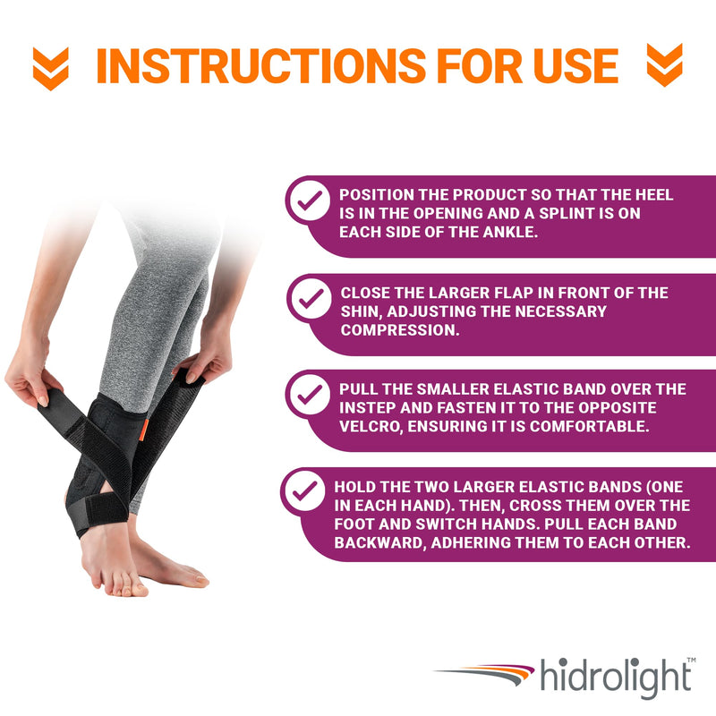 Hidrolight C/Tam-m (Unit), Ankle Stabilizer Splint and Band Adult Unisex, Black (Black), M Medium