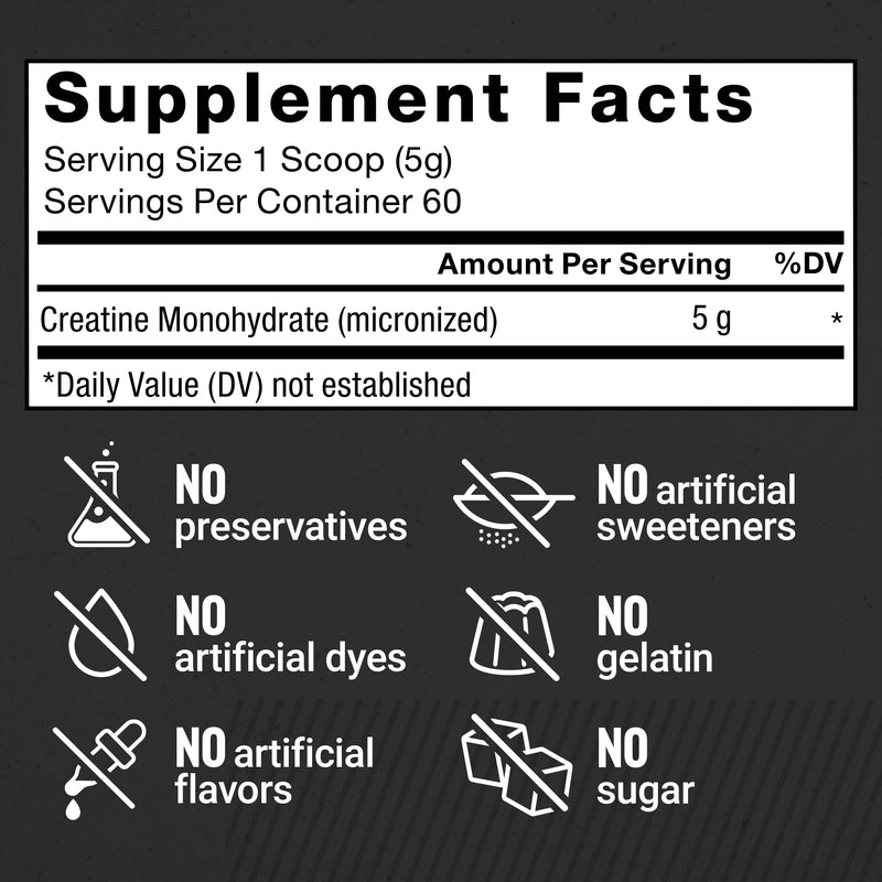 [Australia] - FORCE FACTOR Creatine Monohydrate, Creatine Powder for Muscle Gain, More Strength, and Faster Workout Recovery, Clinically Studied Micronized Creatine 5g Dose Per Serving, Unflavored, 60 Servings 60 Servings (Pack of 1) 