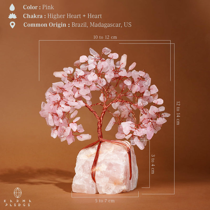 [Australia] - Rose Quartz Crystal Trees for Home Decor, Office Desk Decoration, Chakra Healing Crystals and Stone for Positive Energy, Money, Good Luck, Tree of Life Spiritual Birthday Gifts for Women and Mom 10 Rose Quartz Base Raw Crystal Tree 
