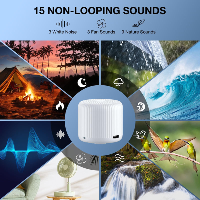[Australia] - Portable Sound Machine for Baby Adults,LEICEX Travel Sound Machine,15 Non-Looping Sound Timer and Memory Play, Mini White Noise Machine for Sleeping Office Privacy Travel Gift 