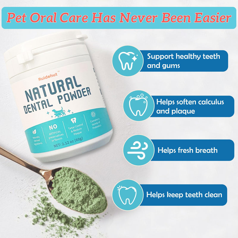Natural Dog Dental Powder - Dog Teeth Cleaning Powder - Removes Plaque and Tartar - Dog Breath Freshener - Contains Probiotics to Fight Bad Breath (2.12 Oz) 2.12 Ounce (Pack of 1) - PawsPlanet Australia