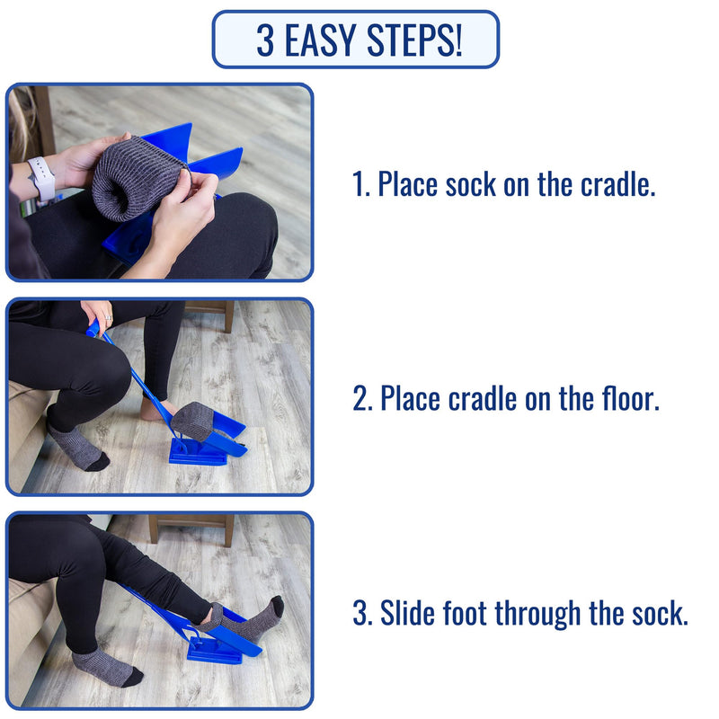 DMI Sock Aid & Shoe Horn, Mobility Aid for Seniors and Those with Limited Movement, FSA & HSA Eligible, 3 Easy Steps, Easy Storage