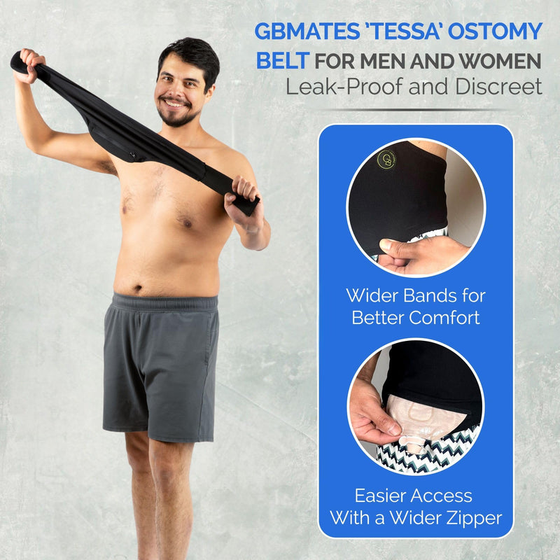 [Australia] - GBmates‚Ñ¢ Ostomy Belt Tessa Grey-Premium Comfort Ostomy Bag Covers, Breathable fabric, Colostomy Bag cover for men and women Medium 