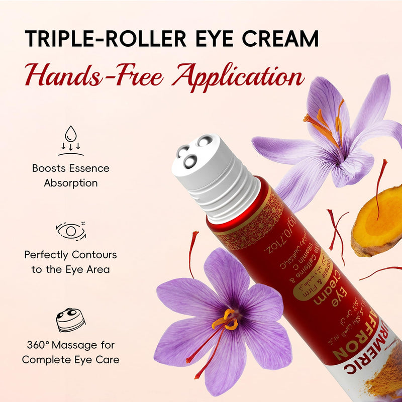 Turmeric Saffron Eye Repair Cream | Under Eye Cream For Puffiness and Bags Under Eyes, Saffron Flower and Turmeric Extract, Vitamin C| Smooth Skin, Long-Lasting Hydration